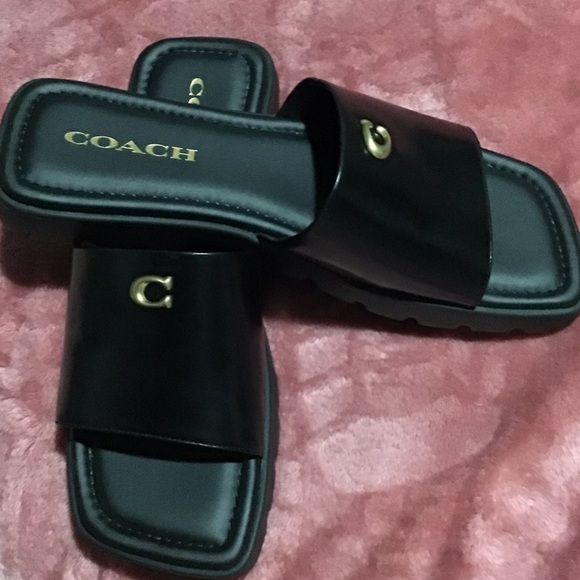 Coach Black Slide Sandals - Picture 1 of 6